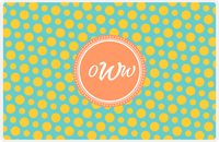 Thumbnail for Personalized Polka Dot Placemat - Viking Blue and Mustard - Tangerine Circle Frame -  View