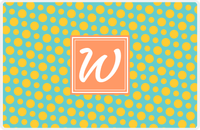 Thumbnail for Personalized Polka Dot Placemat - Viking Blue and Mustard - Tangerine Square Frame -  View