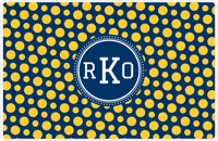 Thumbnail for Personalized Polka Dot Placemat - Navy and Mustard - Navy Circle Frame -  View