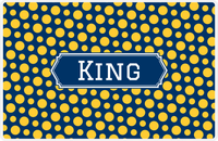 Thumbnail for Personalized Polka Dot Placemat - Navy and Mustard - Navy Decorative Rectangle Frame -  View