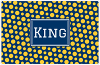 Thumbnail for Personalized Polka Dot Placemat - Navy and Mustard - Navy Rectangle Frame -  View