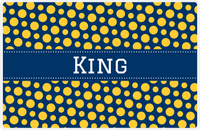 Thumbnail for Personalized Polka Dot Placemat - Navy and Mustard - Navy Ribbon Frame -  View