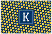 Thumbnail for Personalized Polka Dot Placemat - Navy and Mustard - Navy Square Frame -  View