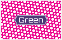 Thumbnail for Personalized Polka Dot Placemat - Hot Pink and White - Indigo Decorative Rectangle Frame -  View