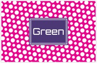 Thumbnail for Personalized Polka Dot Placemat - Hot Pink and White - Indigo Rectangle Frame -  View