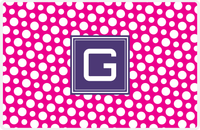 Thumbnail for Personalized Polka Dot Placemat - Hot Pink and White - Indigo Square Frame -  View