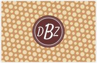 Thumbnail for Personalized Polka Dot Placemat - Light Brown and Champagne - Brown Circle Frame -  View
