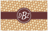 Thumbnail for Personalized Polka Dot Placemat - Light Brown and Champagne - Brown Circle Frame With Ribbon -  View