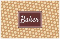 Thumbnail for Personalized Polka Dot Placemat - Light Brown and Champagne - Brown Rectangle Frame -  View
