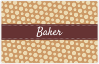 Thumbnail for Personalized Polka Dot Placemat - Light Brown and Champagne - Brown Ribbon Frame -  View