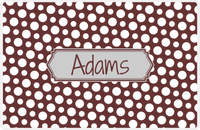 Thumbnail for Personalized Polka Dot Placemat - Brown and White - Light Grey Decorative Rectangle Frame -  View