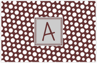 Thumbnail for Personalized Polka Dot Placemat - Brown and White - Light Grey Square Frame -  View