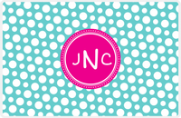 Thumbnail for Personalized Polka Dot Placemat - Viking Blue and White - Hot Pink Circle Frame -  View