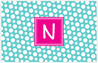 Thumbnail for Personalized Polka Dot Placemat - Viking Blue and White - Hot Pink Square Frame -  View