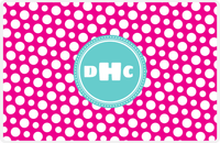Thumbnail for Personalized Polka Dot Placemat - Hot Pink and White - Viking Blue Circle Frame -  View