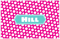 Thumbnail for Personalized Polka Dot Placemat - Hot Pink and White - Viking Blue Decorative Rectangle Frame -  View