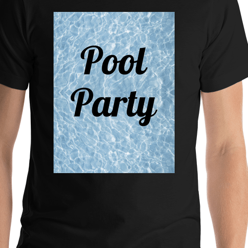 Personalized Pool Water T-Shirt - Black - Pool Party - Shirt Close-Up View