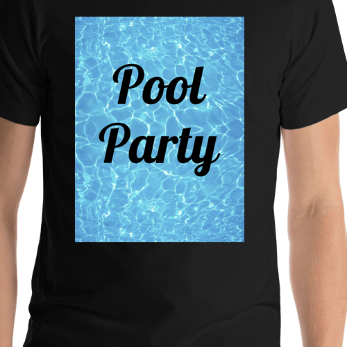 Personalized Pool Water T-Shirt - Black - Pool Party - Shirt Close-Up View