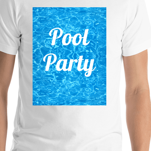 Personalized Pool Water T-Shirt - White - Pool Party - Shirt Close-Up View