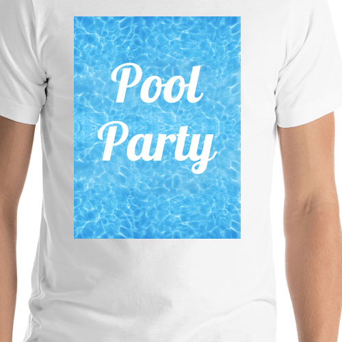 Personalized Pool Water T-Shirt - White - Pool Party - Shirt Close-Up View