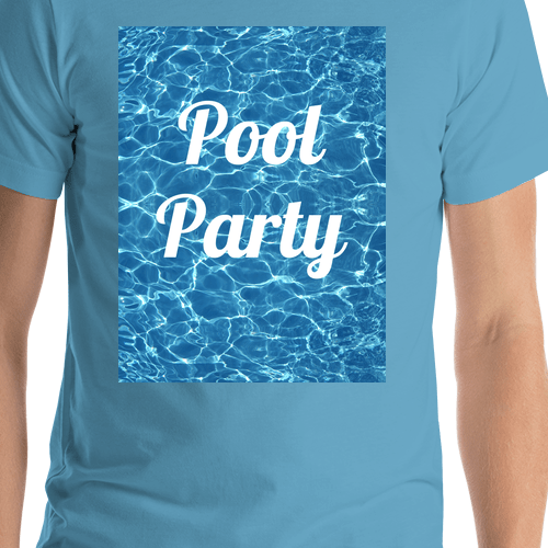 Personalized Pool Water T-Shirt - Ocean Blue - Pool Party - Shirt Close-Up View