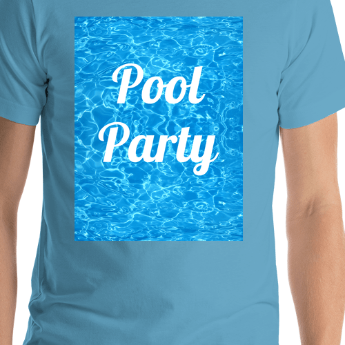 Personalized Pool Water T-Shirt - Ocean Blue - Pool Party - Shirt Close-Up View