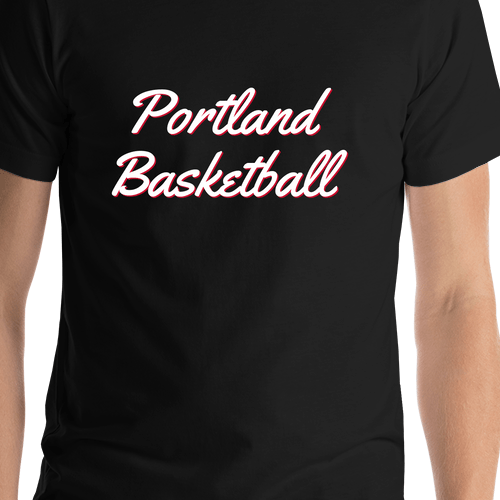 Personalized Portland Basketball T-Shirt - Black - Shirt Close-Up View