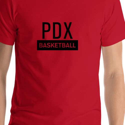 Portland Basketball T-Shirt - Red - Shirt Close-Up View