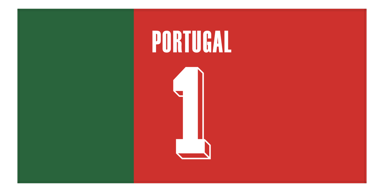 Personalized Portugal Jersey Number Beach Towel - Front View