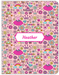 Thumbnail for Personalized Princess Notebook I - Pink Background - Decorative Rectangle Nameplate - Front View