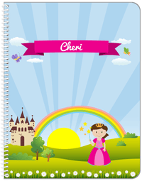 Thumbnail for Personalized Princess Notebook III - Blue Background - Brunette Princess - Front View