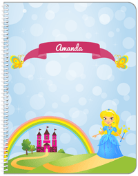 Thumbnail for Personalized Princess Notebook IV - Blue Background - Blonde Princess - Front View
