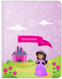 Thumbnail for Personalized Princess Notebook V - Pink Background - Black Princess - Front View