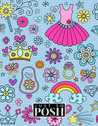 Thumbnail for Personalized Princess Notebook VI - Blue Background - Back View