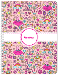 Thumbnail for Personalized Princess Notebook I - Pink Background - Circle Ribbon Nameplate - Front View