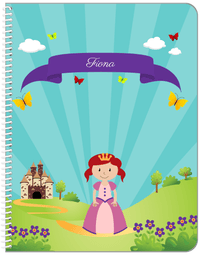 Thumbnail for Personalized Princess Notebook II - Teal Background - Redhead Princess - Front View