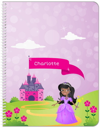 Thumbnail for Personalized Princess Notebook V - Pink Background - Black Princess II - Front View