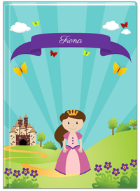 Thumbnail for Personalized Princess Journal II - Teal Background - Brunette Princess - Front View