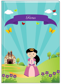 Thumbnail for Personalized Princess Journal II - Teal Background - Black Hair Princess - Front View