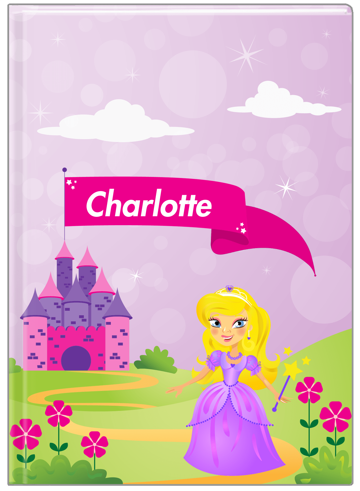 Personalized Princess Journal V - Purple Background - Blonde Princess - Front View