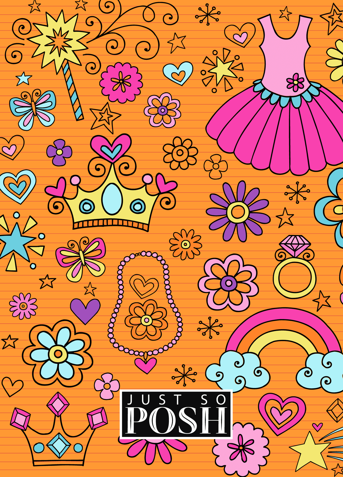 Personalized Princess Journal VI - Orange Background - Back View