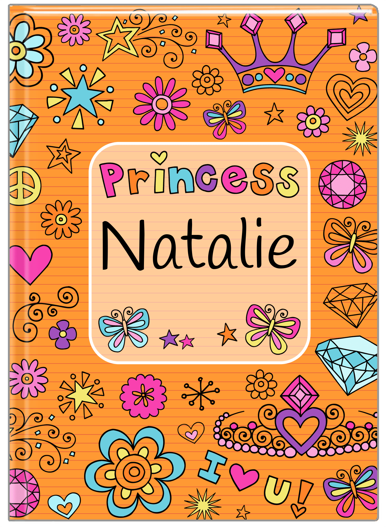 Personalized Princess Journal VI - Orange Background - Front View
