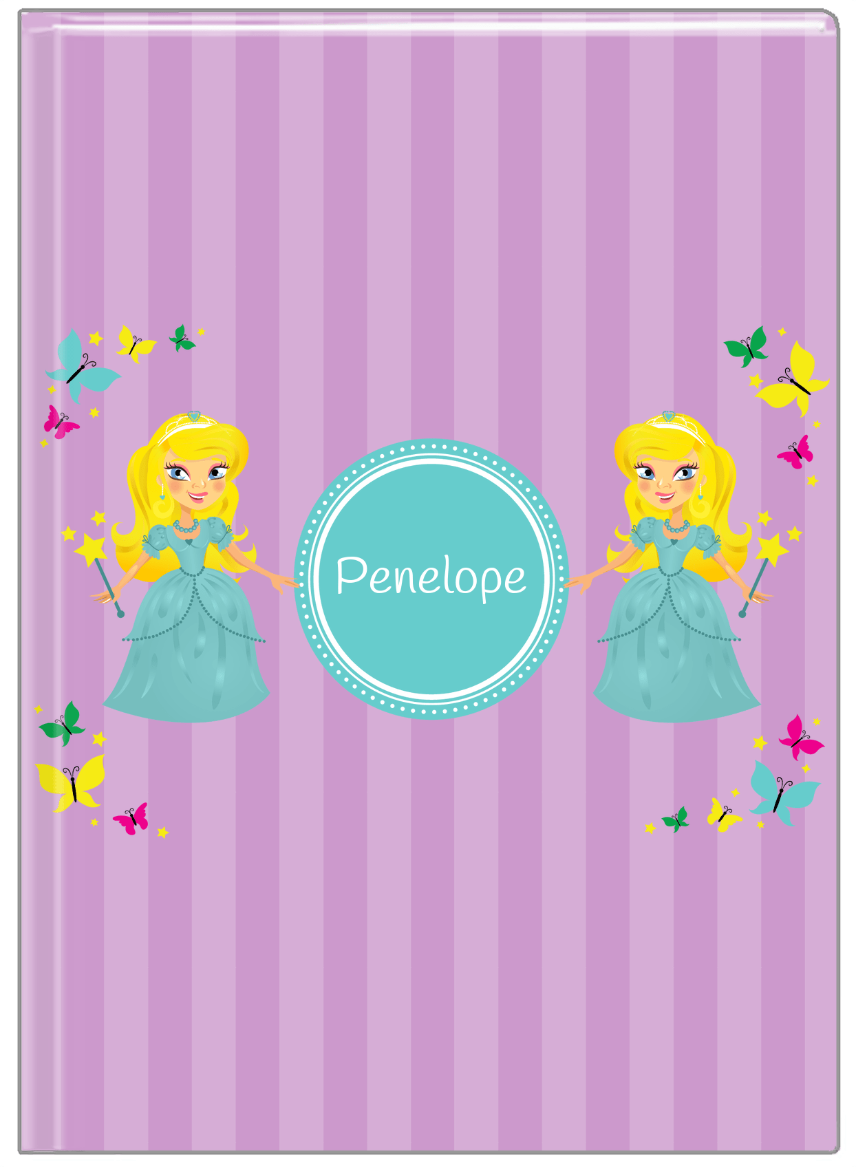 Personalized Princess Journal VII - Purple Background - Blonde Princess - Front View