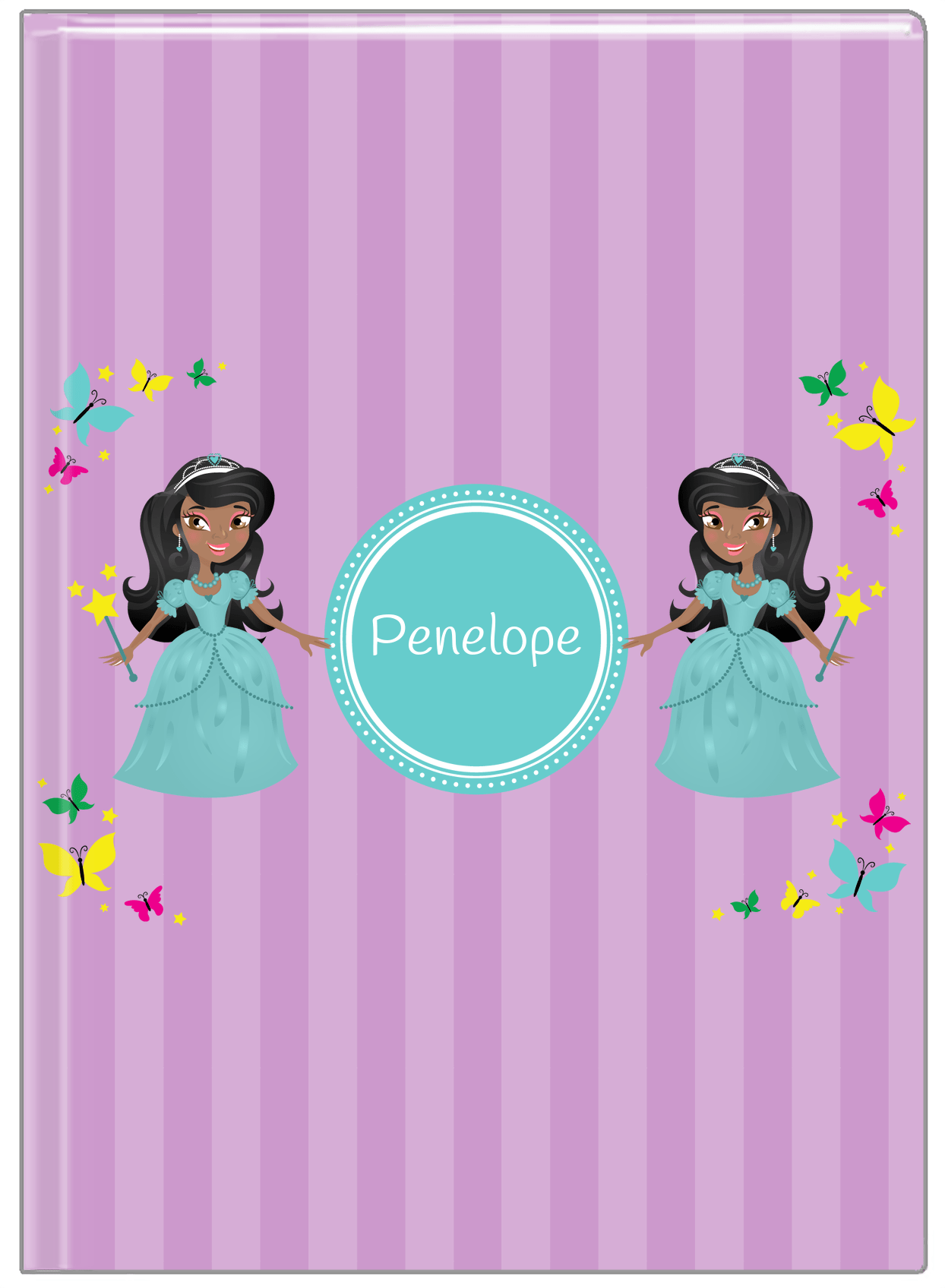 Personalized Princess Journal VII - Purple Background - Black Princess II - Front View