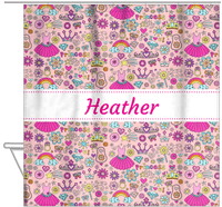 Thumbnail for Personalized Princess Shower Curtain I - Pink Background - Ribbon Nameplate - Hanging View