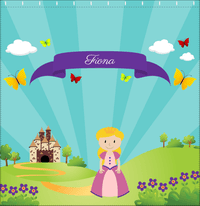Thumbnail for Personalized Princess Shower Curtain II - Teal Background - Blonde Princess - Decorate View