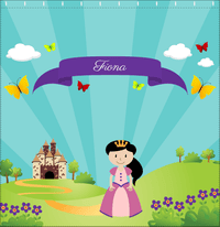 Thumbnail for Personalized Princess Shower Curtain II - Teal Background - Black Hair Princess - Decorate View