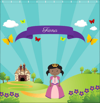 Thumbnail for Personalized Princess Shower Curtain II - Teal Background - Black Princess - Decorate View