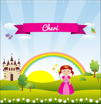 Thumbnail for Personalized Princess Shower Curtain III - Blue Background - Redhead Princess - Decorate View