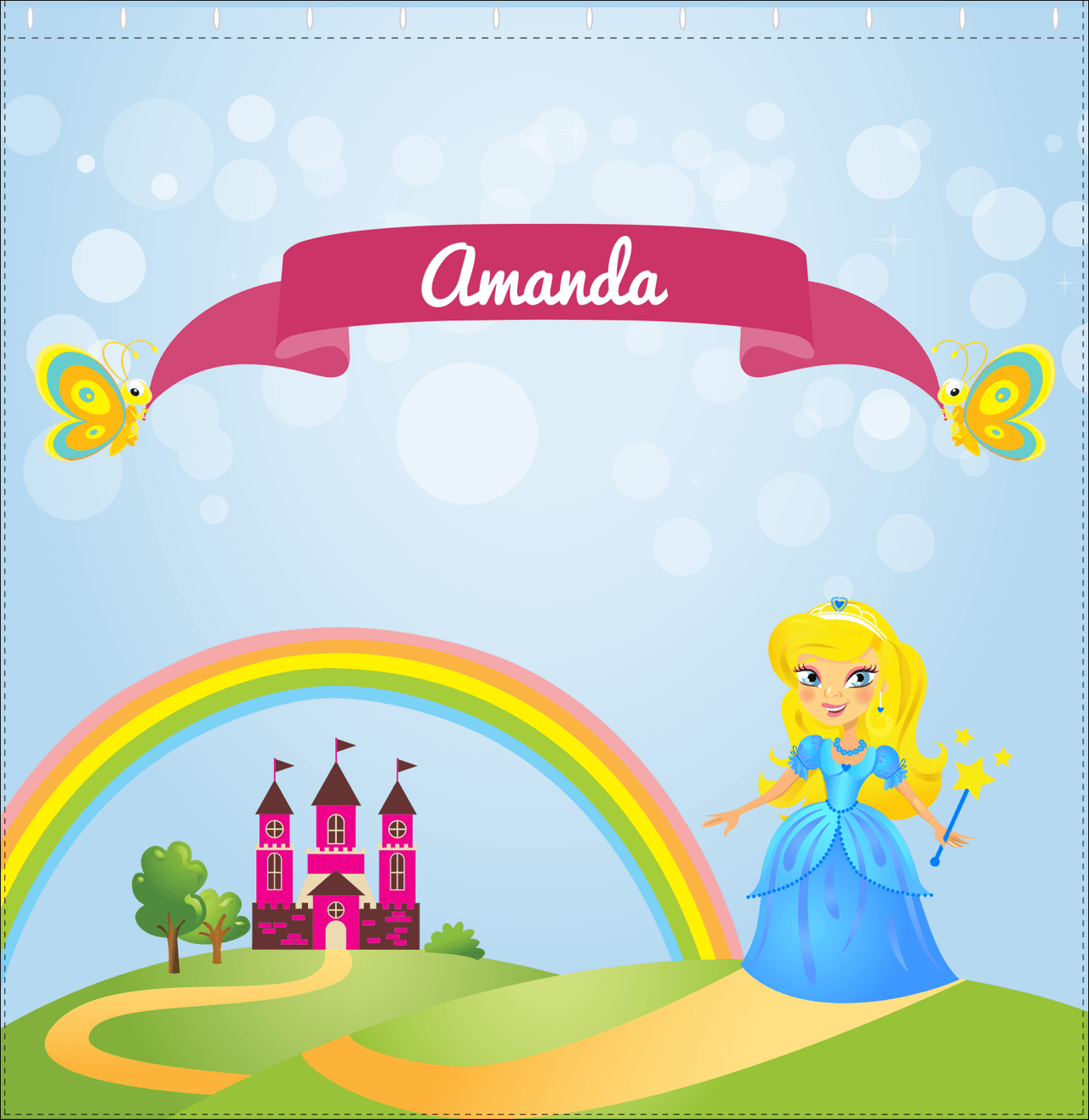 Personalized Princess Shower Curtain IV - Blue Background - Blonde Princess - Decorate View